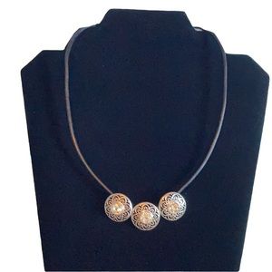 Leather Cord 18" with Crystal Slide